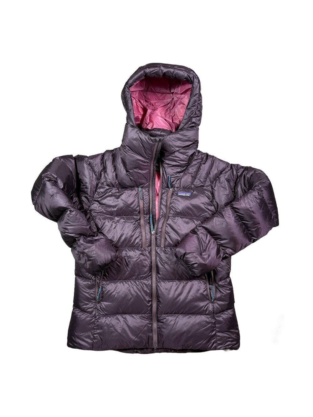Patagonia Womens Fitz Roy Medium Purple Down Puffer Hooded Jacket Goose Down